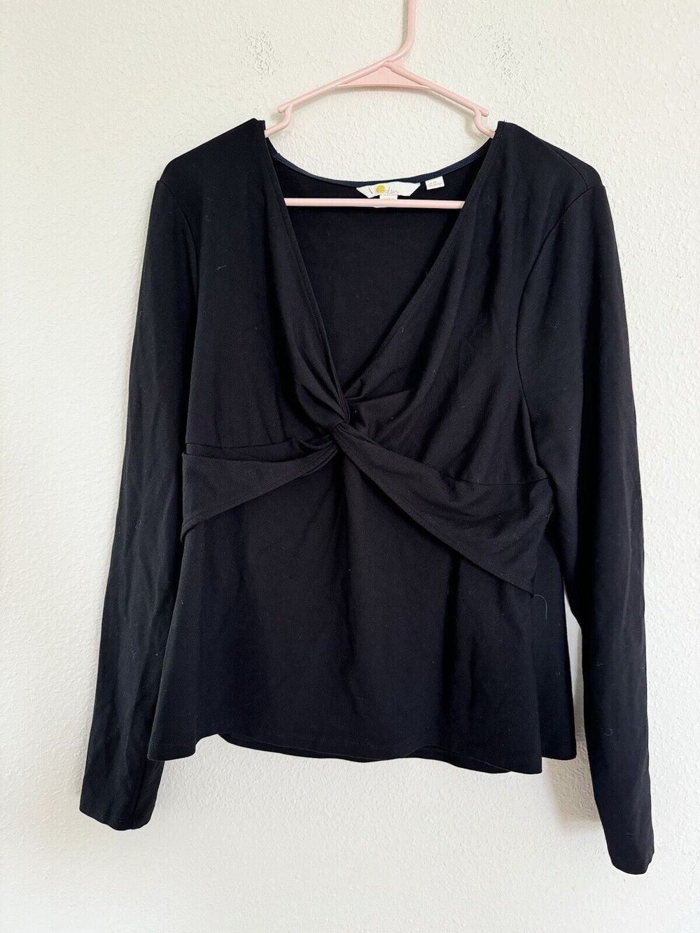 Boden Casual Black Twist Front Shirt Size 20 Classic Blouse Grunge Basic Top